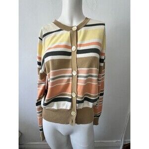 90s Gap striped Retro Preppy cardigan M academia preppy twee colorful Tan Orange